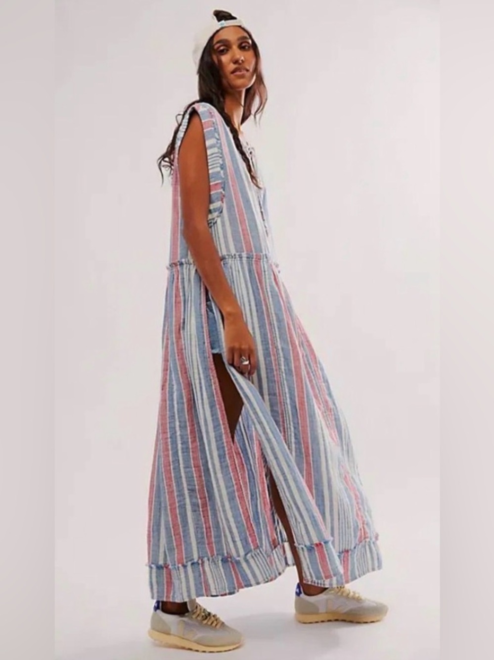 Free People We The Free Surf Stripe Oversized Split Maxi Top